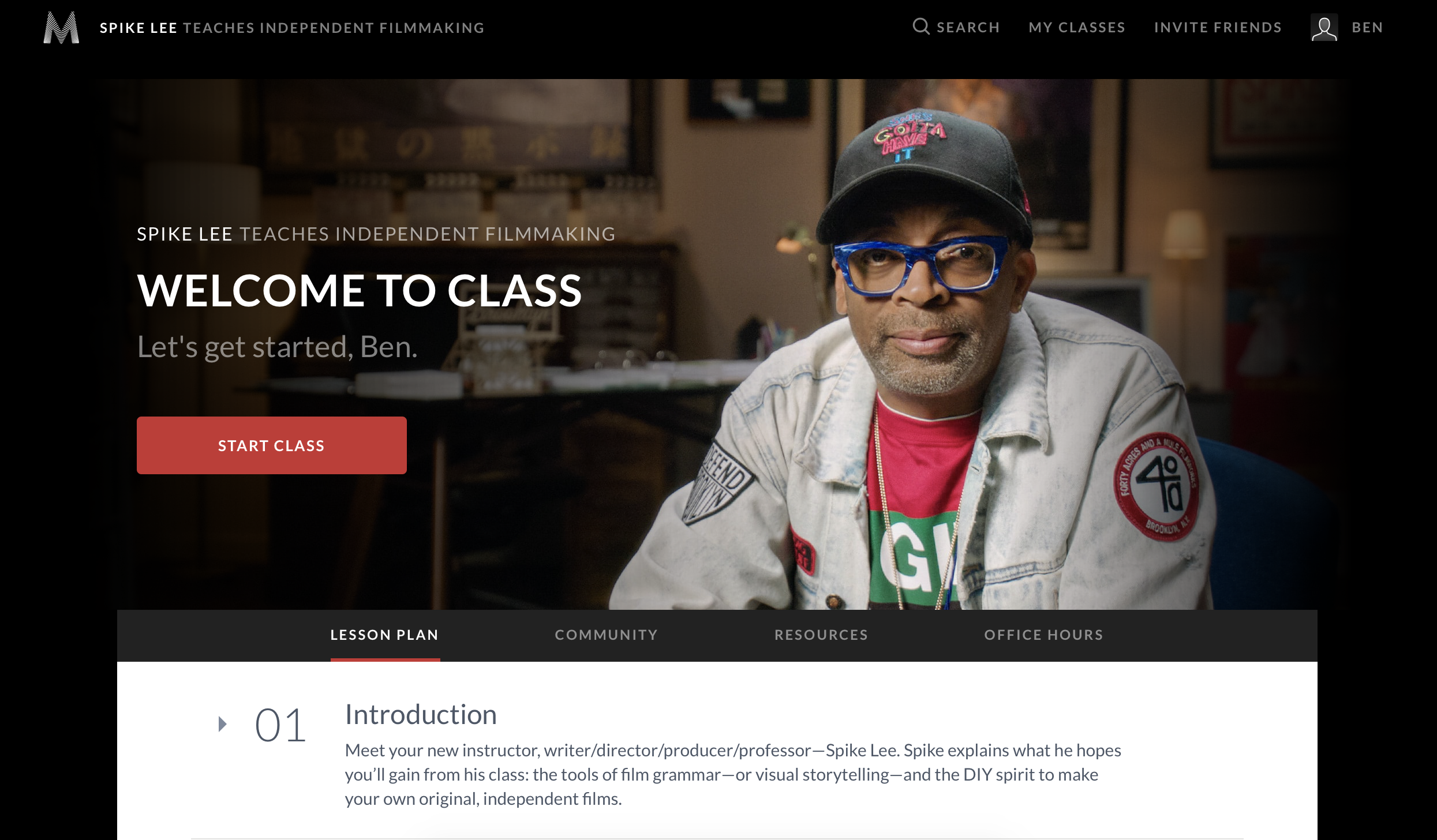 Spike Lee Masterclass Review- Dashboard
