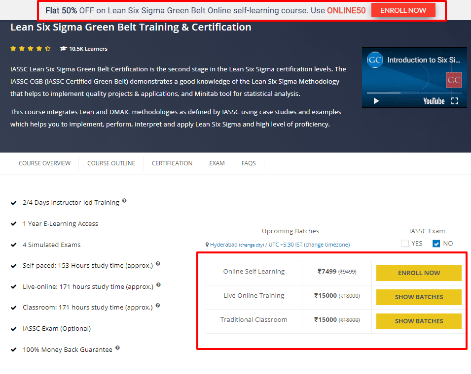 GreyCampus Coupon Codes- Lean Six Sigma Green Belt