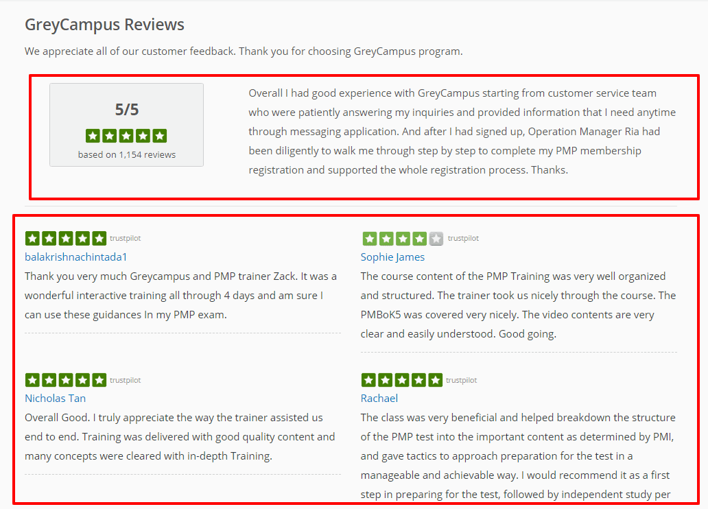 Testimonials - GreyCampus Reviews