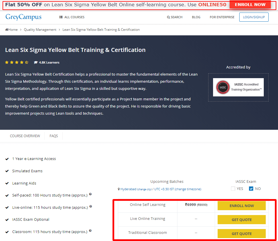 GreyCampus Coupon Codes- Lean Six Sigma Yellow Belt Training