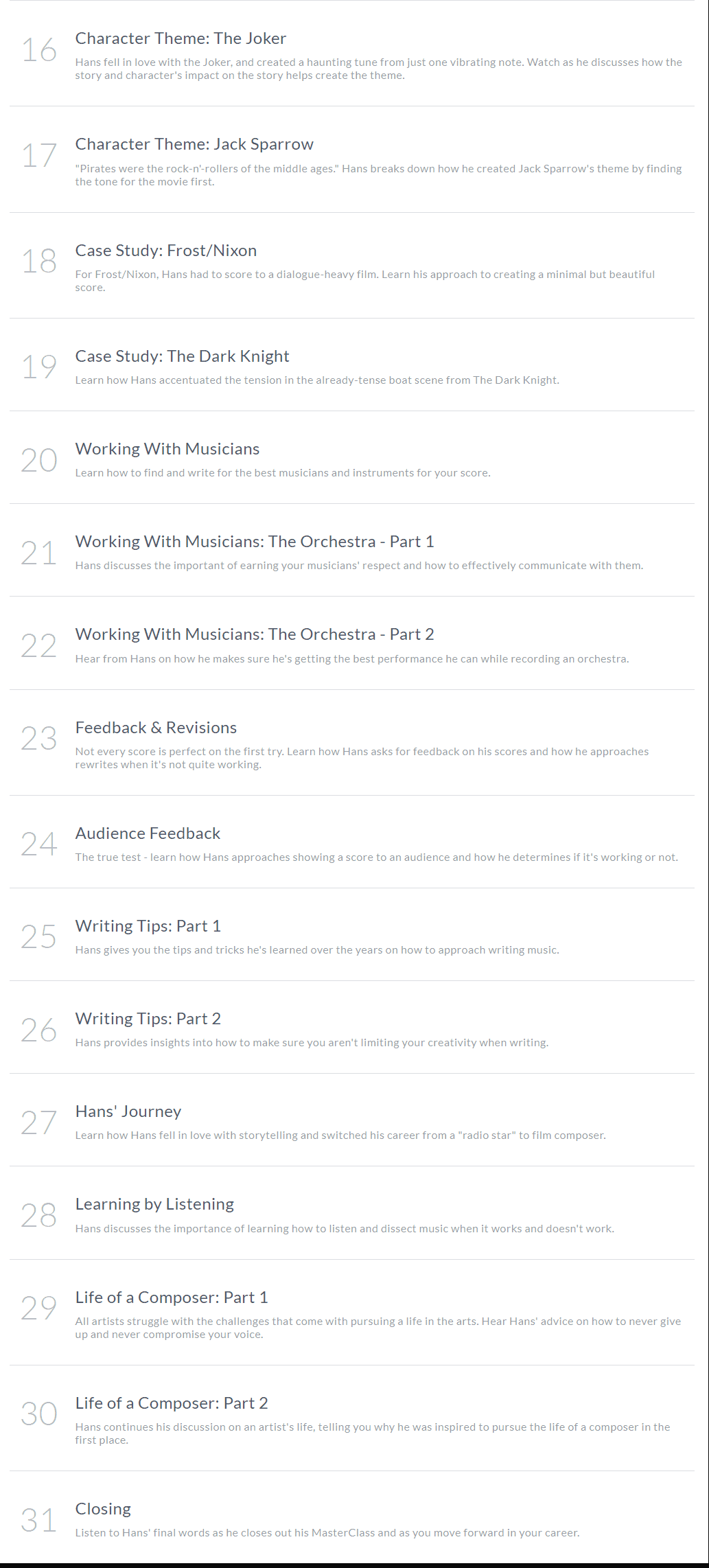 Hans Zimmer MasterClass Review- Lesson Plan
