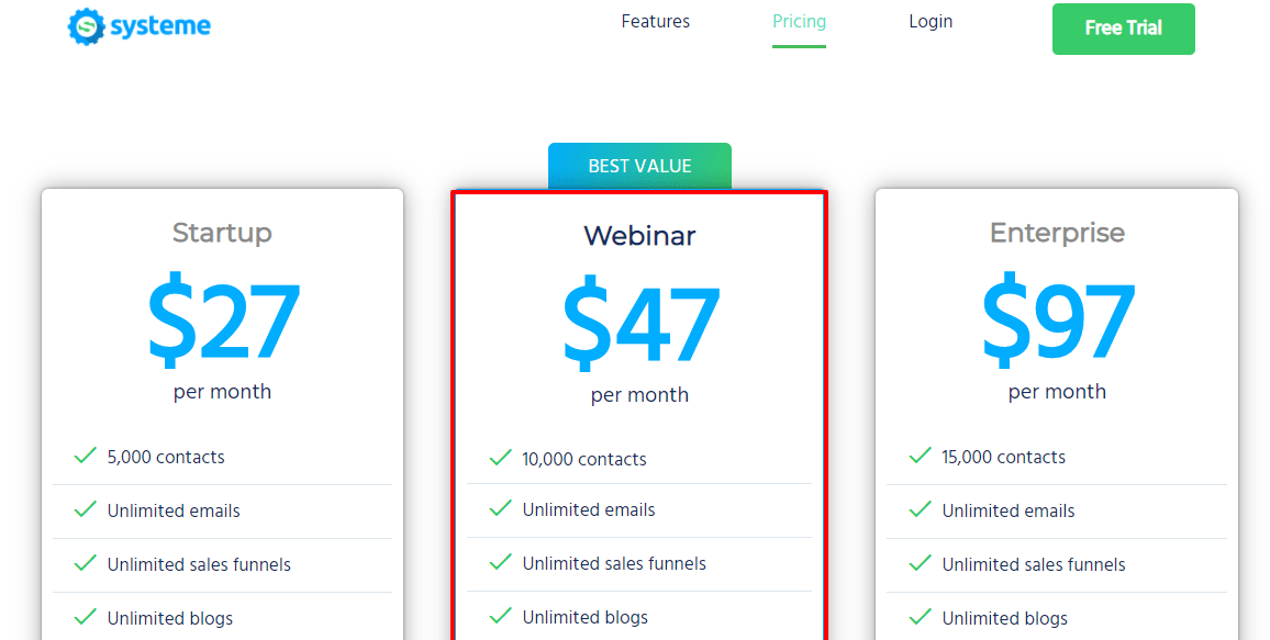 Systemeio Pricing