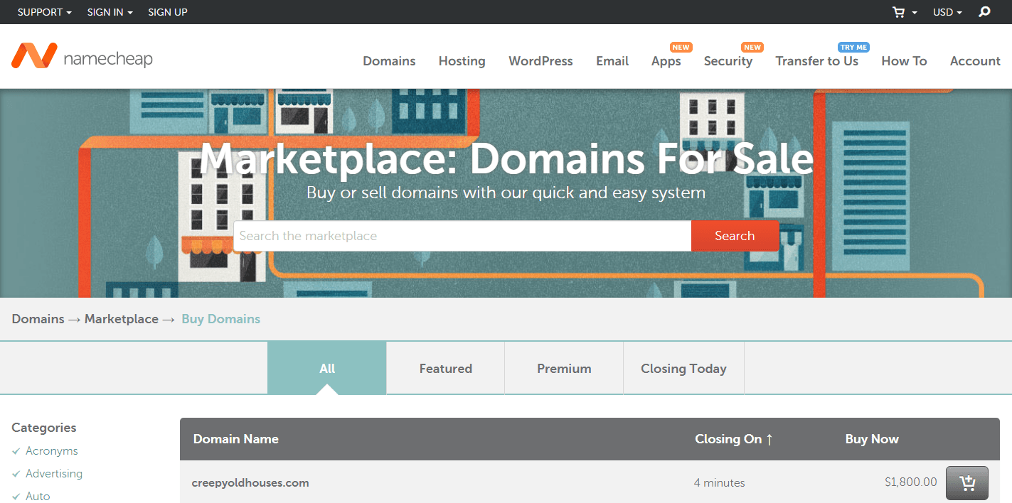 Namecheap- best Marketplaces To Sell Domain Names