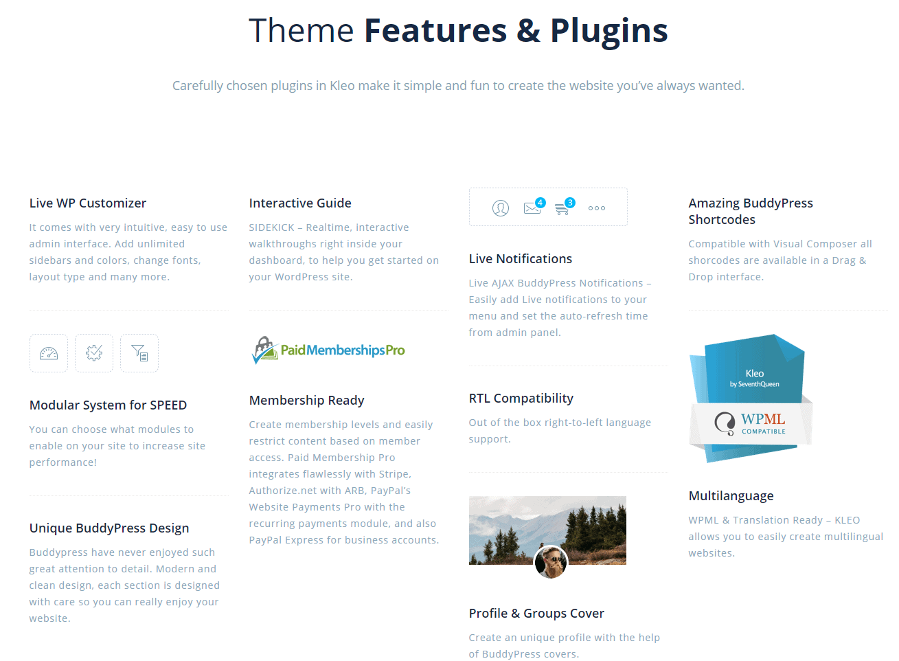 Kleo Theme Features