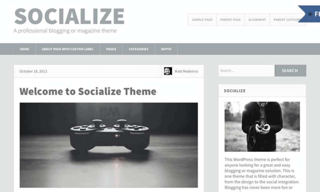 Socialize Theme-Info Page