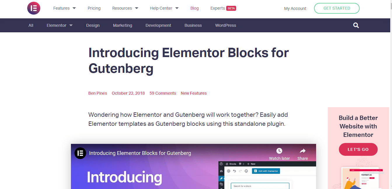 Introduction of Elementor Blocks