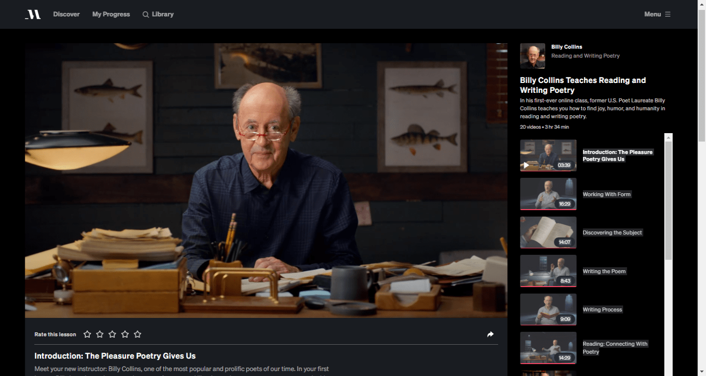 Billy Collins Masterclass Review
