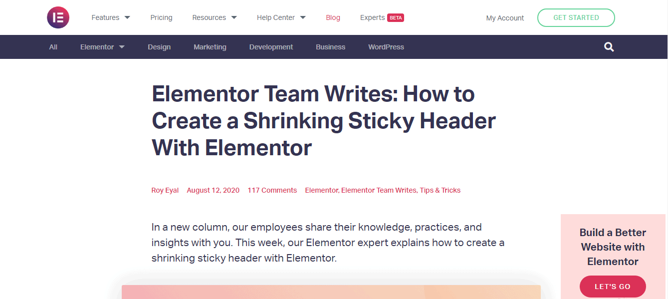 How To Create Elementor Sticky Transparent Header