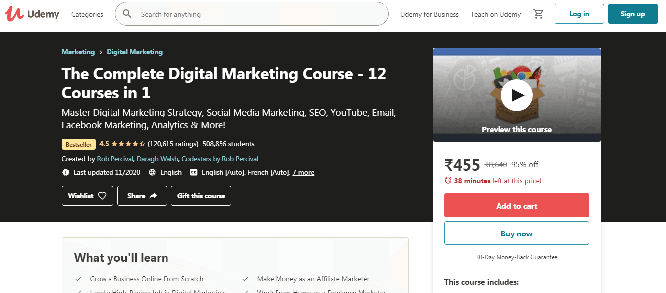 De complete cursus digitale marketing 12 in 1