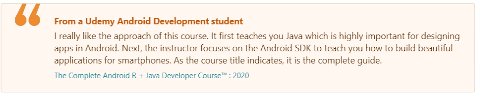 Udemy Android - Testimonials