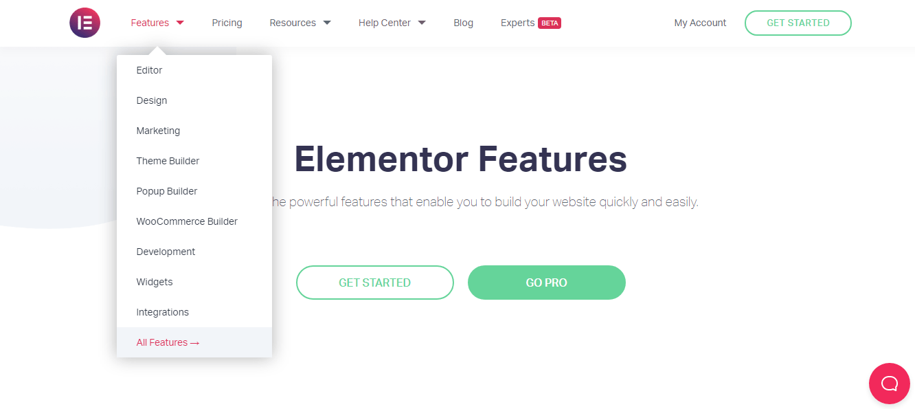 Elementor Features