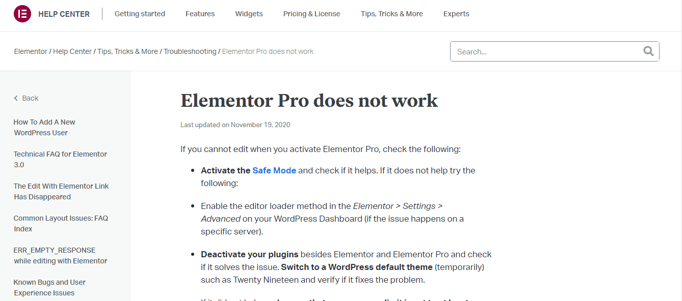 Elementor Editor Not Working
