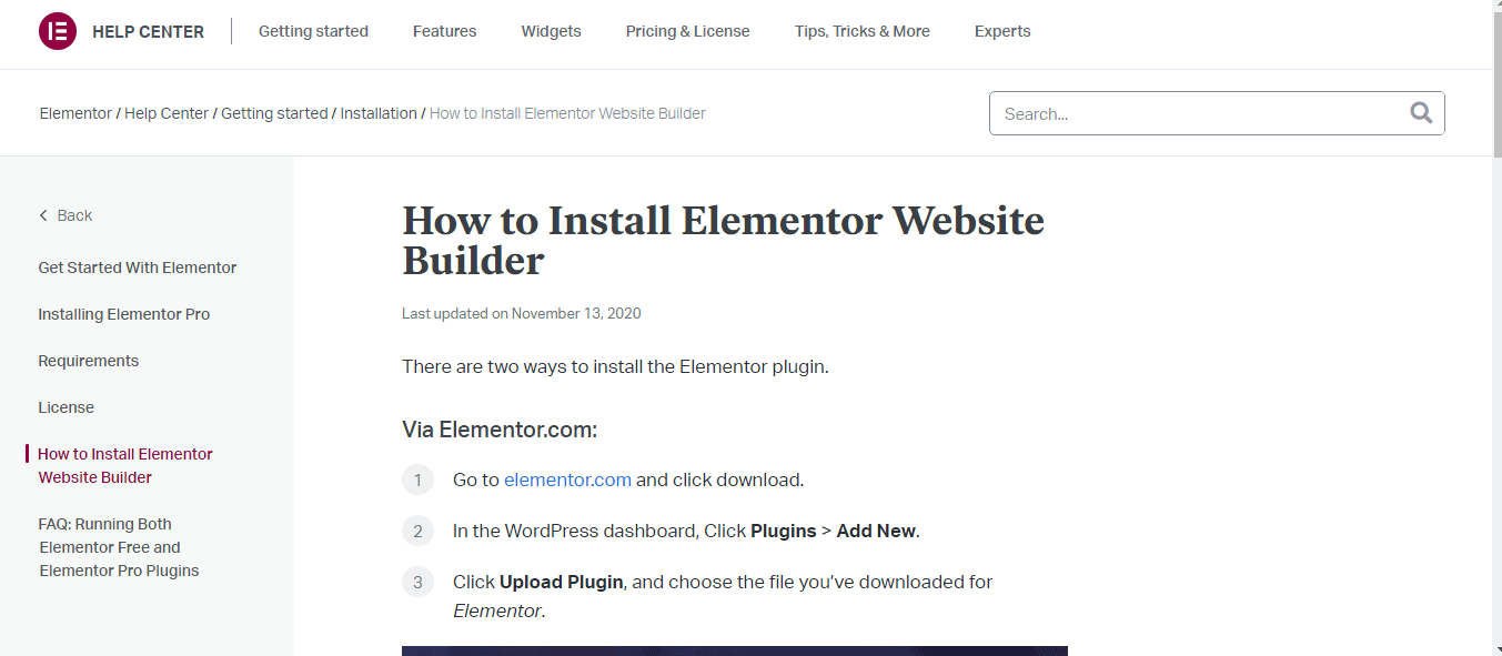 How to install Elementor