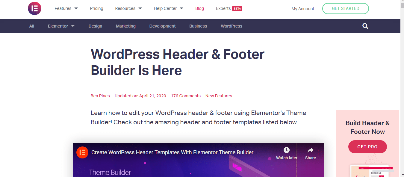 WordPress Header & Footer