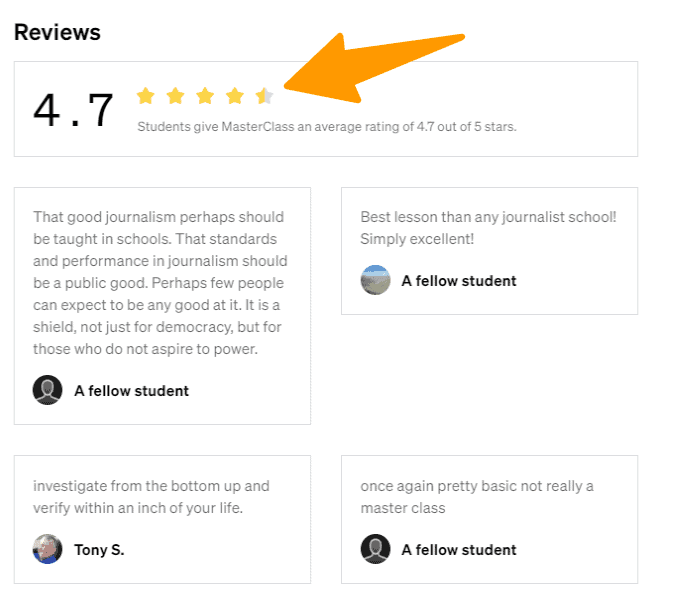 Star Rating Reviews