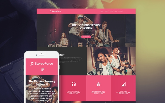 Best Pink WordPress Themes - StereoForce