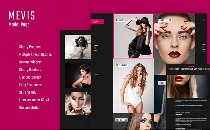 Best Pink WordPress Themes - Mevis