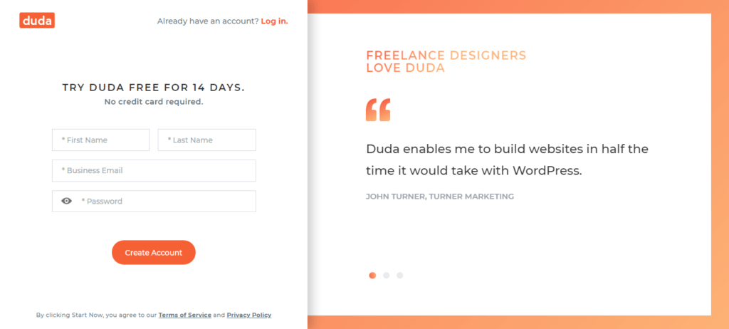 Duda-easy-to-Signup