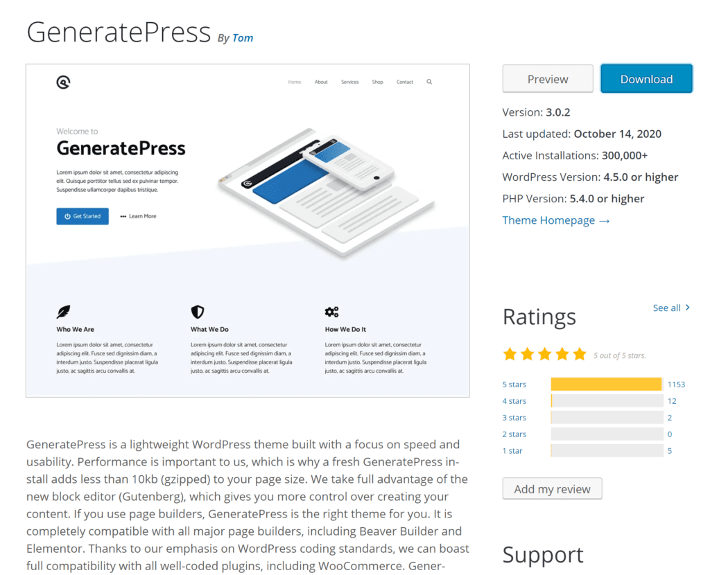 GeneratePress Free Theme download