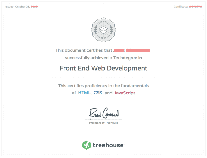 Treehouse certifications