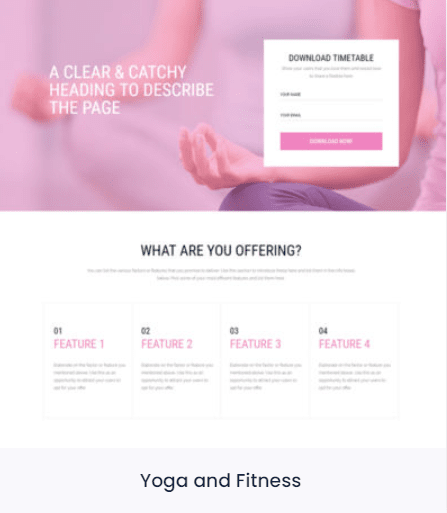 Yoga and Fitness beaver builder templates