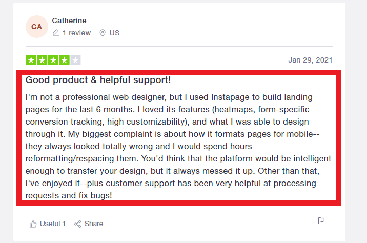 Instapage Customer Review