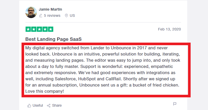 Unbounce Customer Review