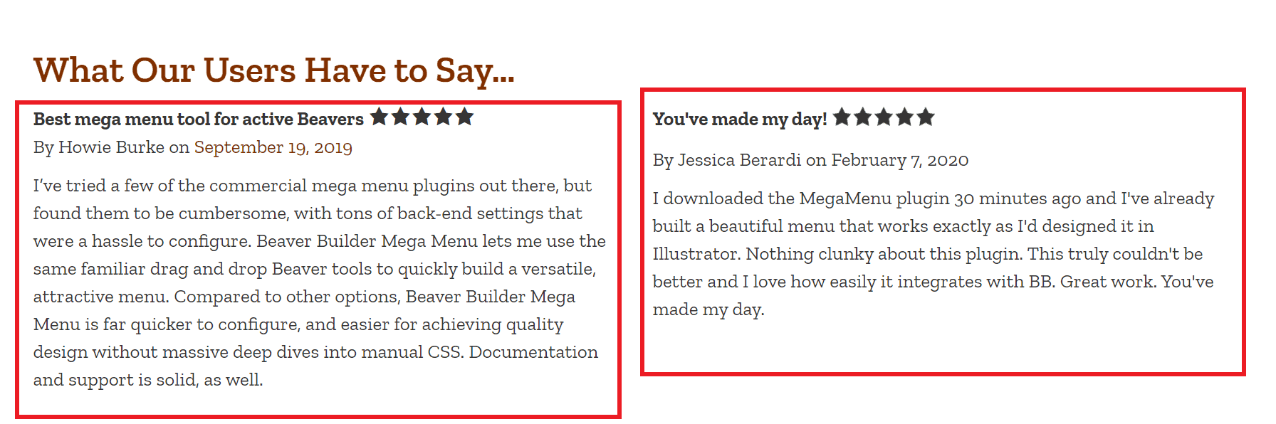 mega menu customer reviews