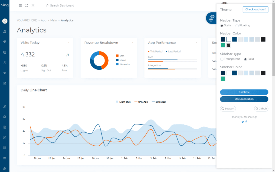 Sing App Best React Admin Templates