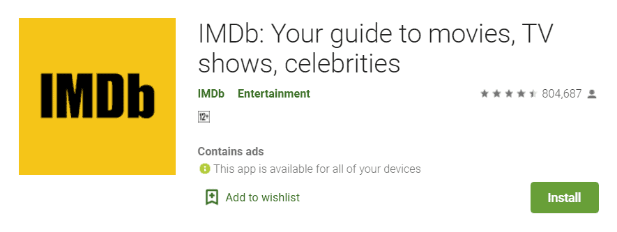 imdb – безкоштовні програми для Android для щоденного використання