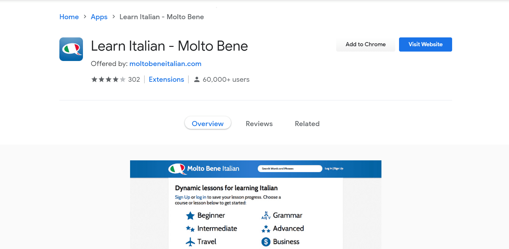 Learn Italian - Molto Bene -Best Chrome Extensions for Learning Foreign Languages