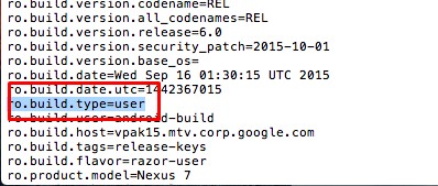 ro.build typeuser
