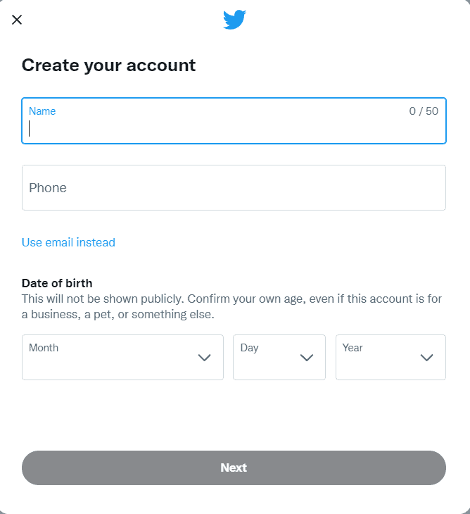 create account