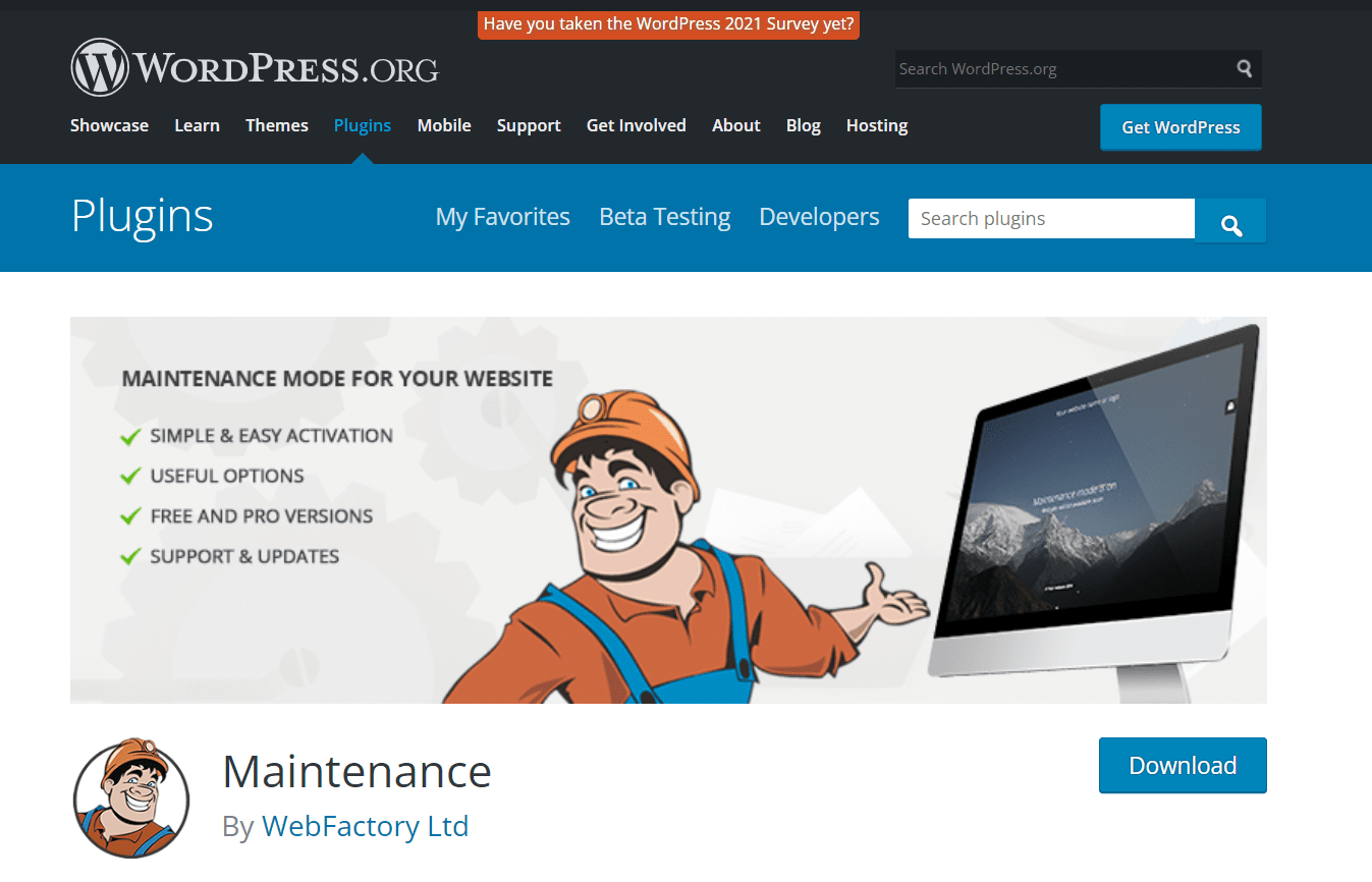 WordPress Säkerhetsguide - WordPress Maintenance Plugin