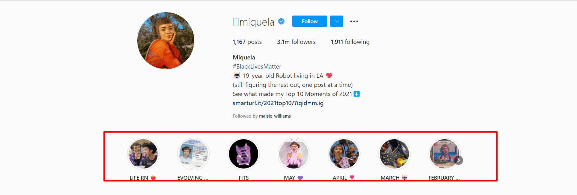 Instagram highlights example