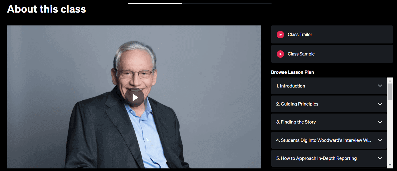 Bob Woodward Masterclass Lessons