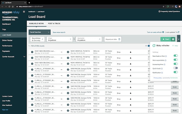 Amazon Relay Load Board