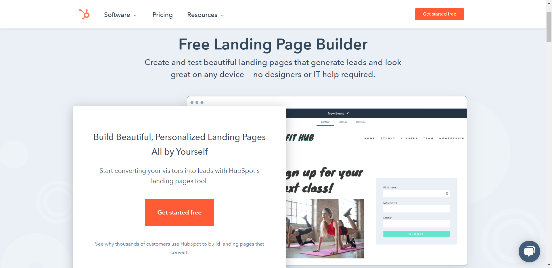 Hubspot landing page builder