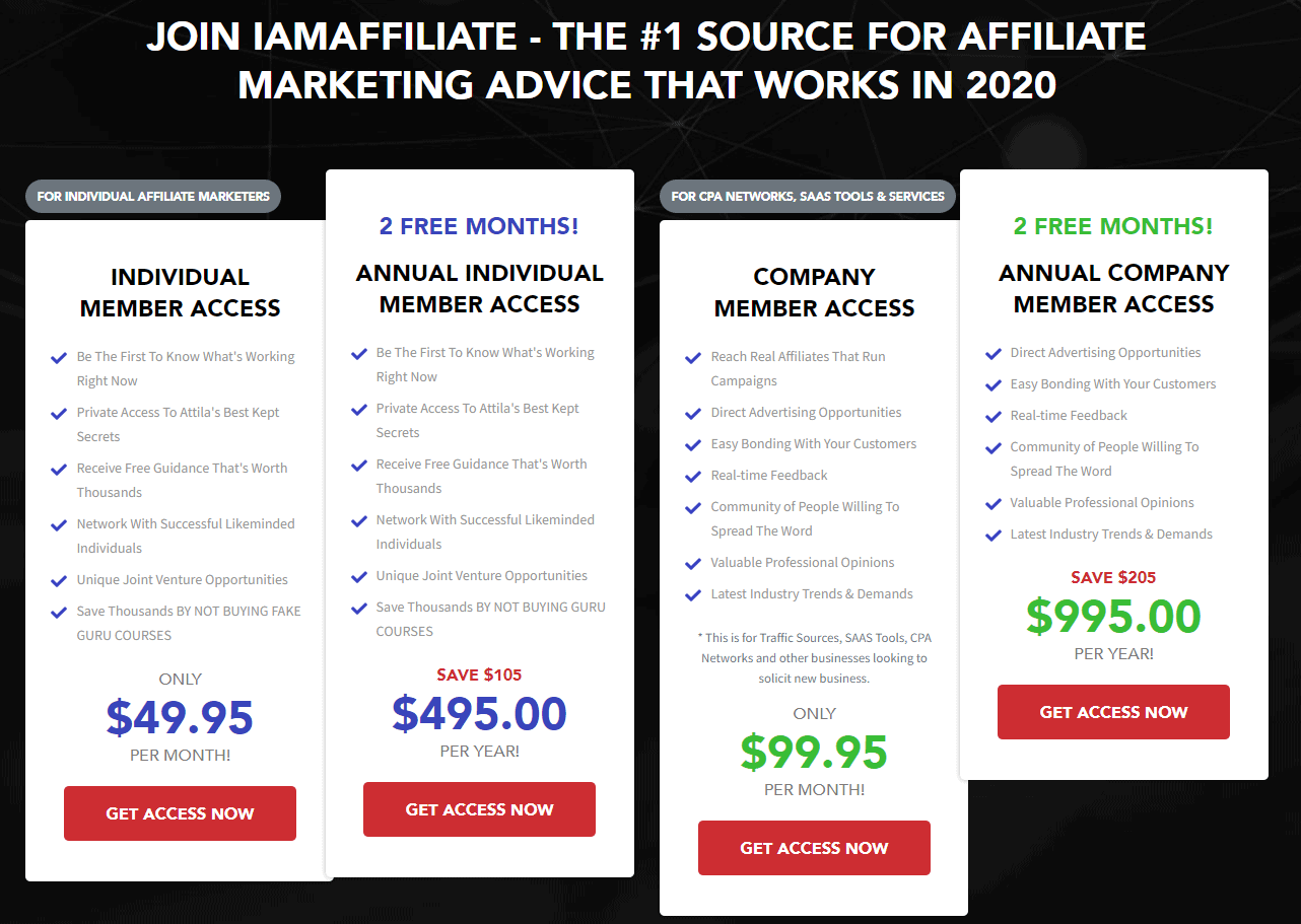 iAmAffiliate Pricing Plans