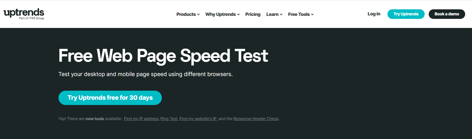 Uptrends Google Webpage Speed Test