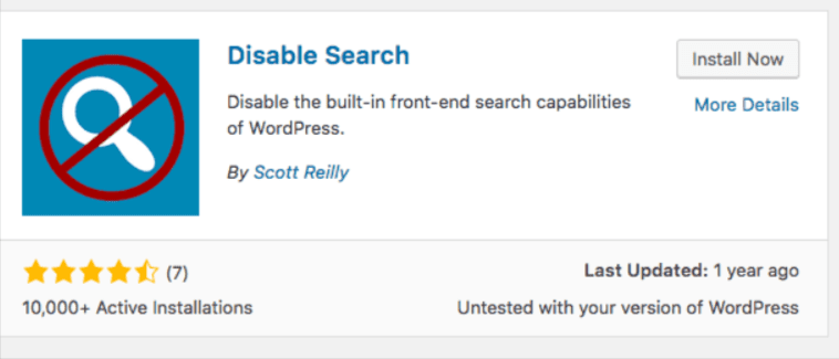 disable wordpress search feature