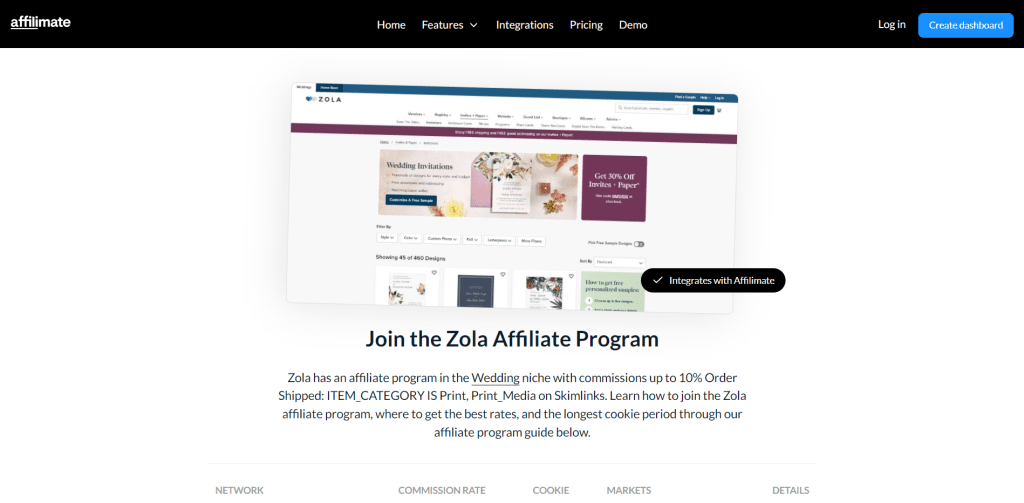Zola wedding affiliate programs