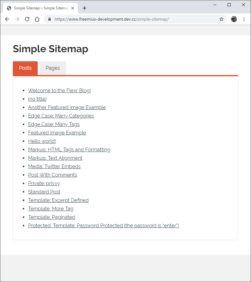 Simple sitemap generator for WordPress