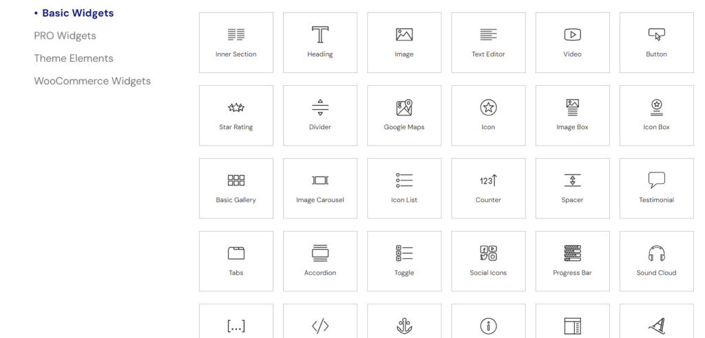 Widgets library- Elementor vs gutenberg