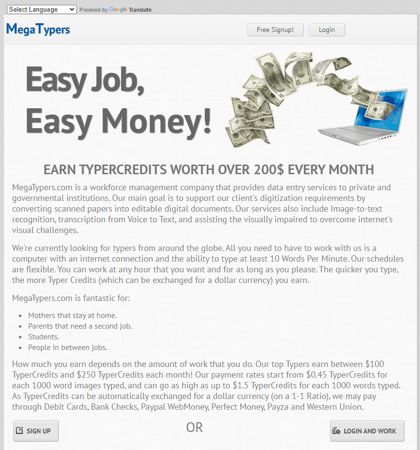 Mega Typers - Best Captcha Solving Jobs Sites