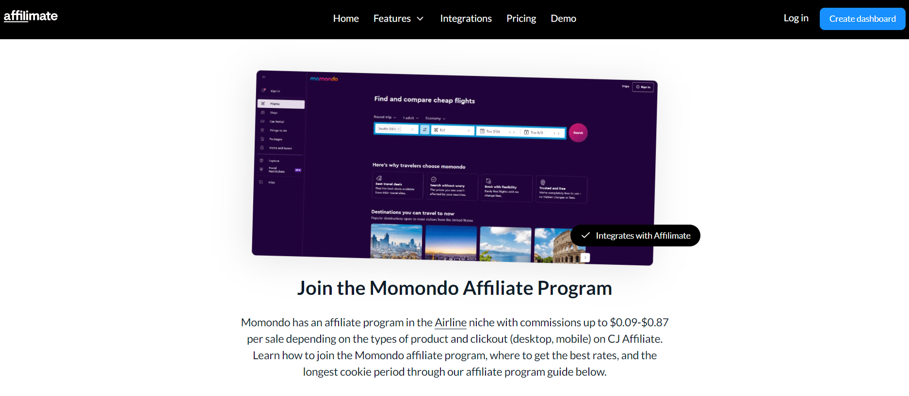 Momondo's affiliate program