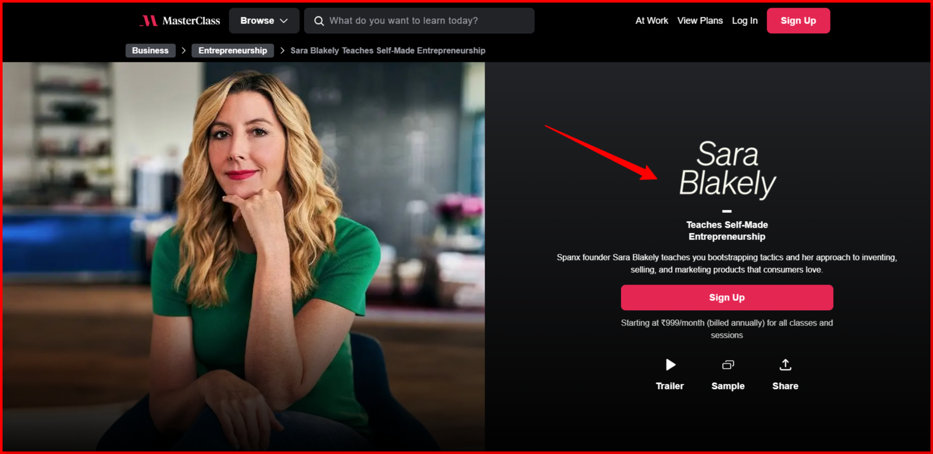 Overview Sara Blakely Masterclass