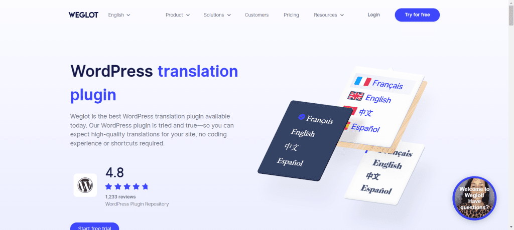 Weglot translation plugin- best WordPress translation plugins
