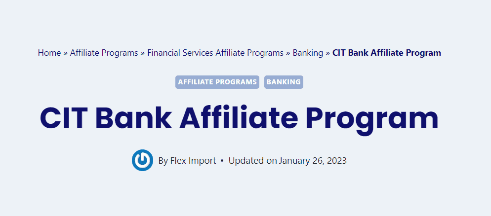 CIT Bank Affiliate Program