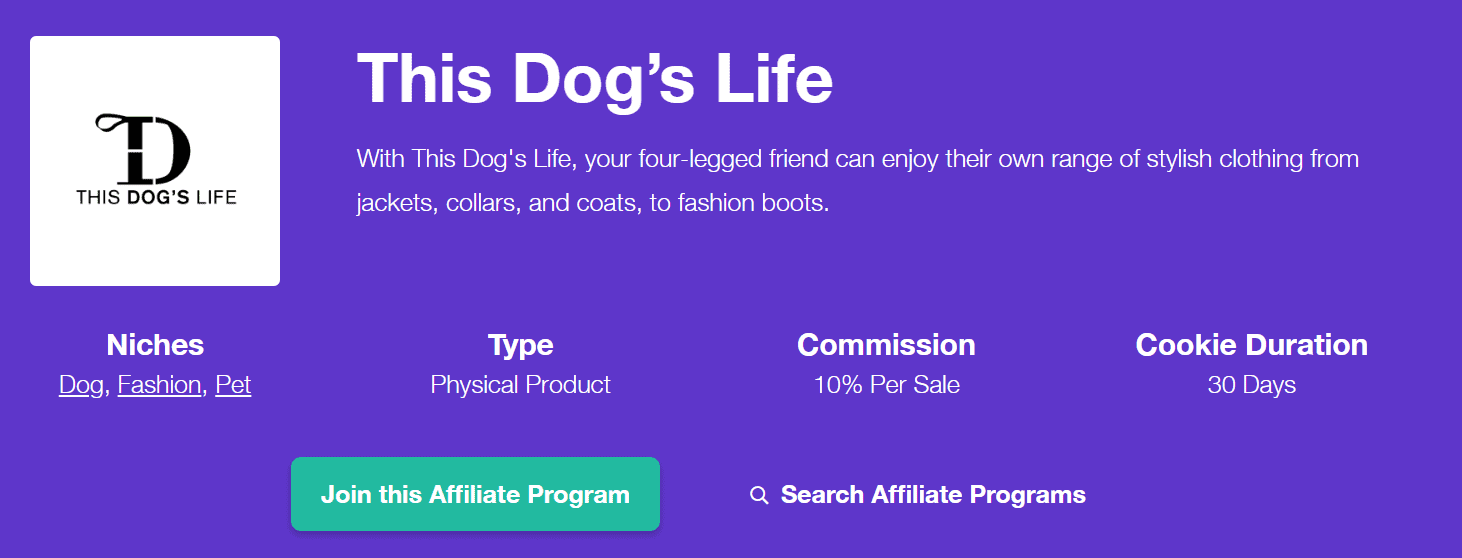 The Dog's Life Pet Affiliate Programs